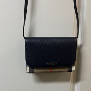 Burberry Navy blue and Cream Crossbody Bag 7 1/2” x 5 1/4” x 1 1/2”